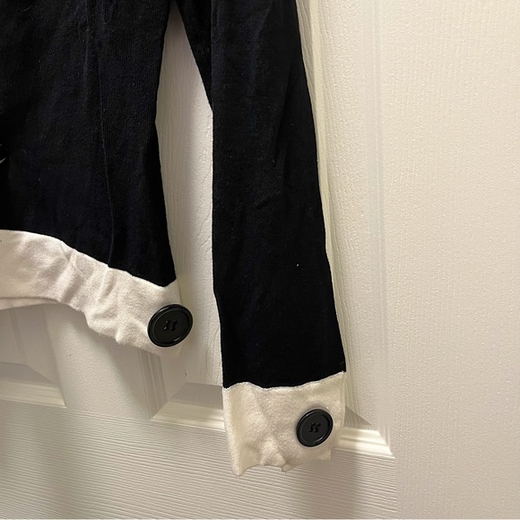 Notations Black Sweater with White Stripe and Button - Picture 3 of 5